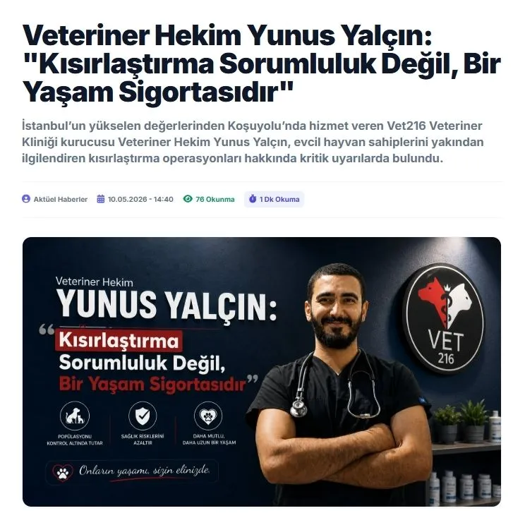 veteriner yunus yalçın kısırlaştırma haber